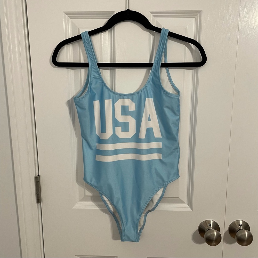 Chubbies light blue one piece swimsuit